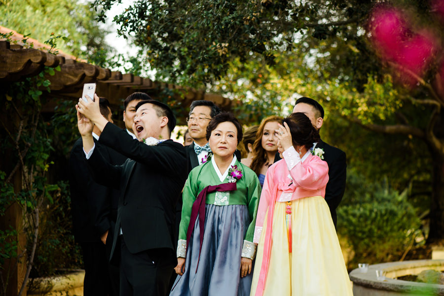 A groom took a selfie before walking to the aisle for his own wedding